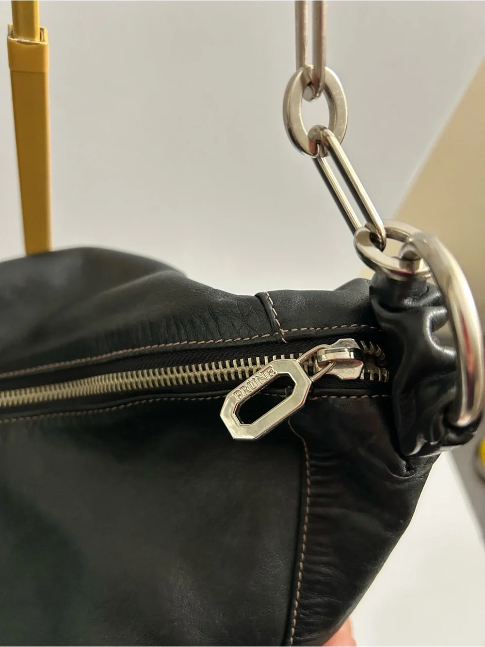 Prune Black Leather Hobo with Metal Ring Accents